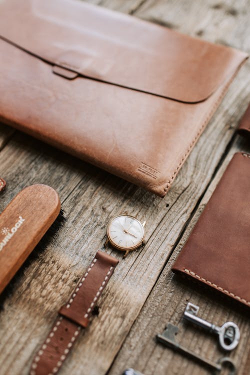 Free A Close-Up Shot of Leather  Products Stock Photo